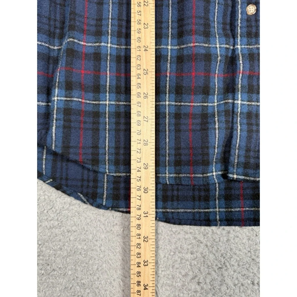 Vtg Pendleton 100% Virgin Wool‎ Flannel Button Down Shirt Mens L Blue USA Made - Picture 5 of 6